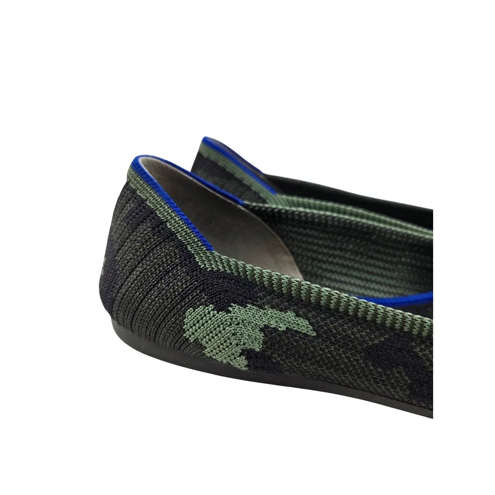 Rothy's The Point Olive Camo Knit Pointy Toe Ballet Flats Womens 10 Sustainable
